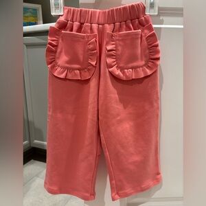 Duffield Lane Coral Ruffle Pocket Wide Leg Joggers